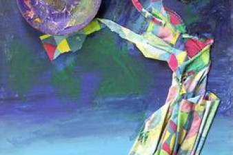 Ночные цветы. 2010. ДВП, масло, коллаж. 120х50